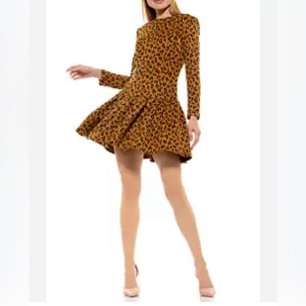 Alexia Admor Raquel Leopard Fit Flare Sweater Dress